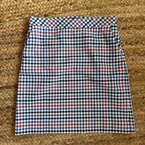 Talbots 2 Petite Red, White, and Blue Plaid Skirt